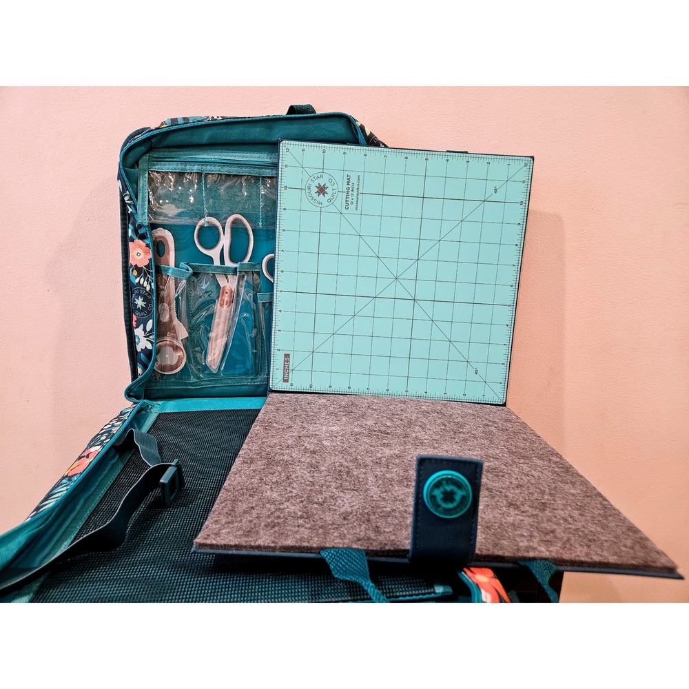 Missouri Star Quilt Co. Floral Tool Case Project Bag Organizer with Cutting Mat - Picture 6 of 9